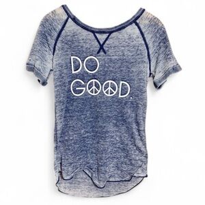 Grayson Threads Do Good Blue Gray Burnout Tee Peace Signs Graphic Tee